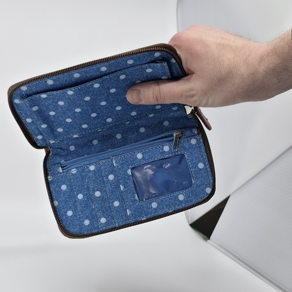 3-Piece Matching Blue Polka Dot Tote & Wallet Set - Picture 2 of 15